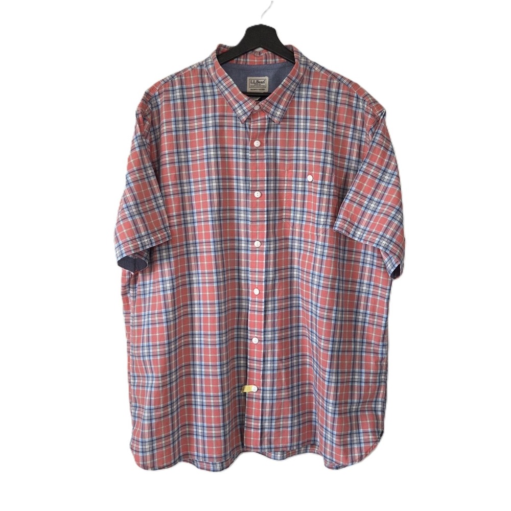 L.L. Bean Men's XXL Organic Cotton Scotch Plaid Flannel Shirt Slightly Fitted